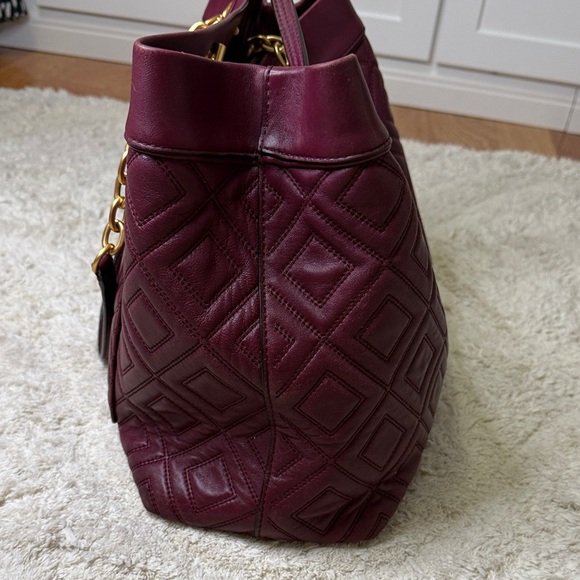 Tory Burch Fleming Triple Compartment Tote Burgandy - Picture 4 of 16